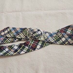 J.Crew Multicolor Plaid Belt with Clear Acrylic Buckle